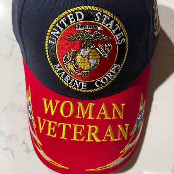 Woman Marine Veteran Cap Black, Red - Picture 2 of 6